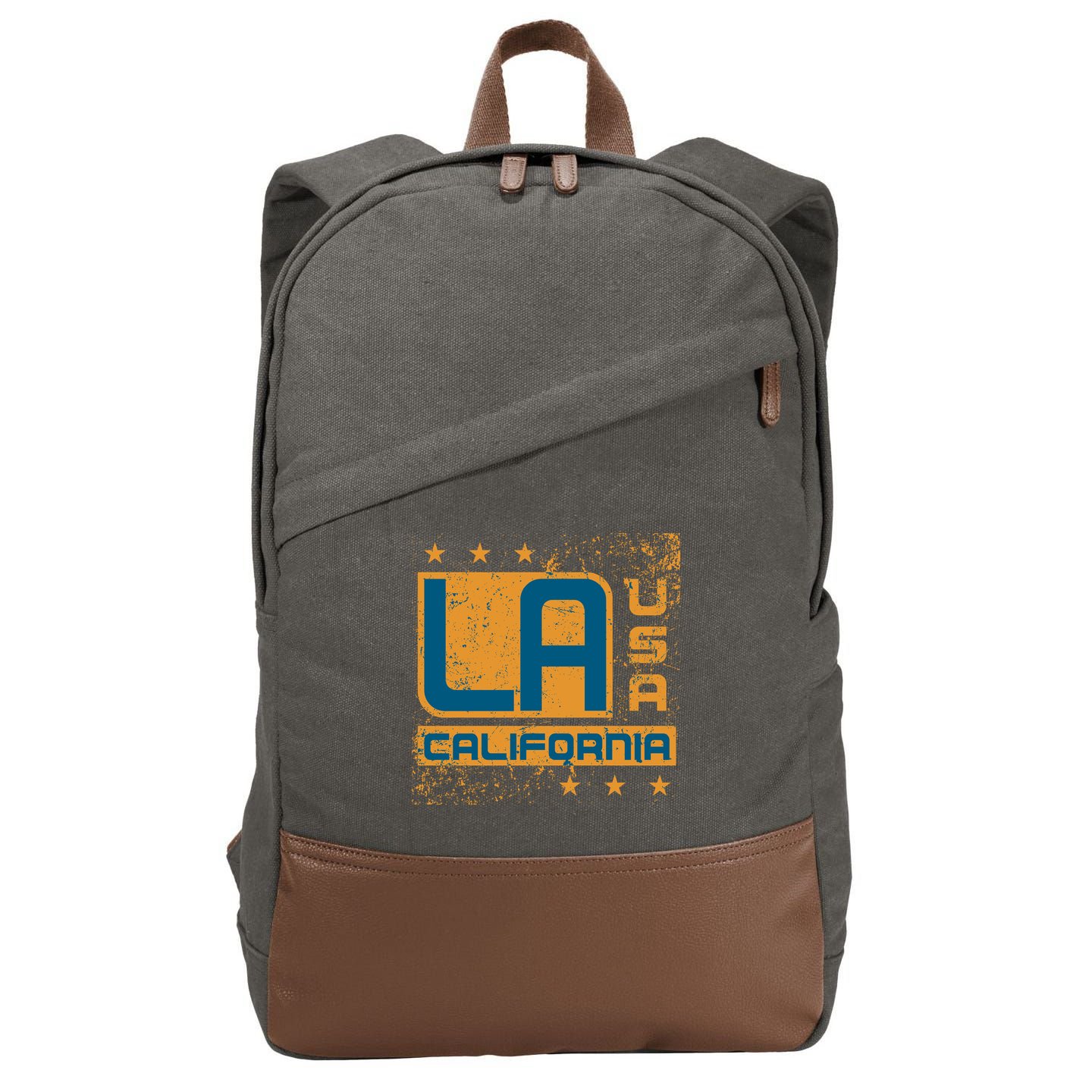 Los Angeles California Vintage Style LA Cotton Canvas Backpack