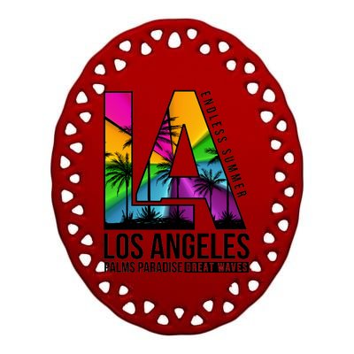 Los Angeles Endless Summer Ceramic Oval Ornament