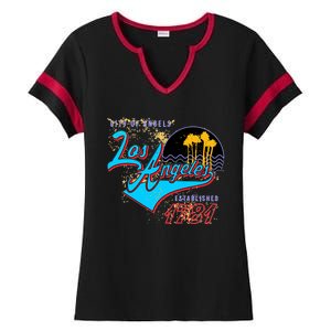 Los Angeles Est 1781 Retro Ladies Halftime Notch Neck Tee