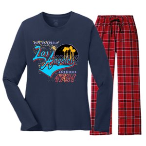 Los Angeles Est 1781 Retro Women's Long Sleeve Flannel Pajama Set 