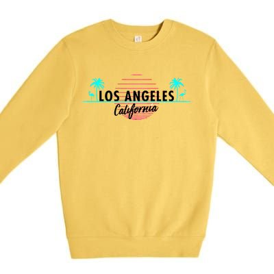 Los Angeles Retro Palm Trees Premium Crewneck Sweatshirt