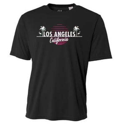 Los Angeles Retro Palm Trees Cooling Performance Crew T-Shirt