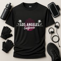 Los Angeles Retro Palm Trees Cooling Performance Crew T-Shirt