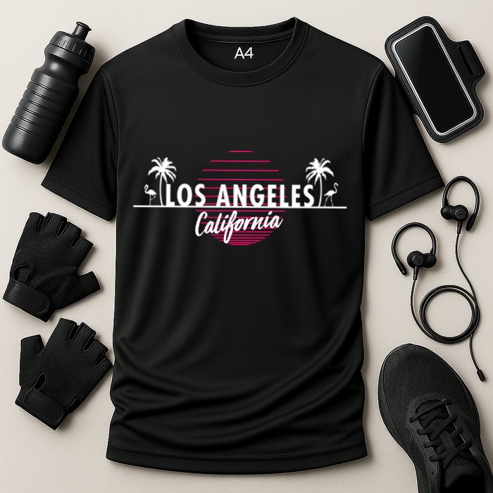 Los Angeles Retro Palm Trees Cooling Performance Crew T-Shirt