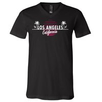 Los Angeles Retro Palm Trees V-Neck T-Shirt