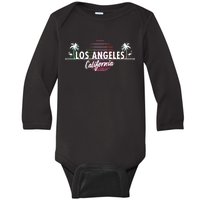 Los Angeles Retro Palm Trees Baby Long Sleeve Bodysuit