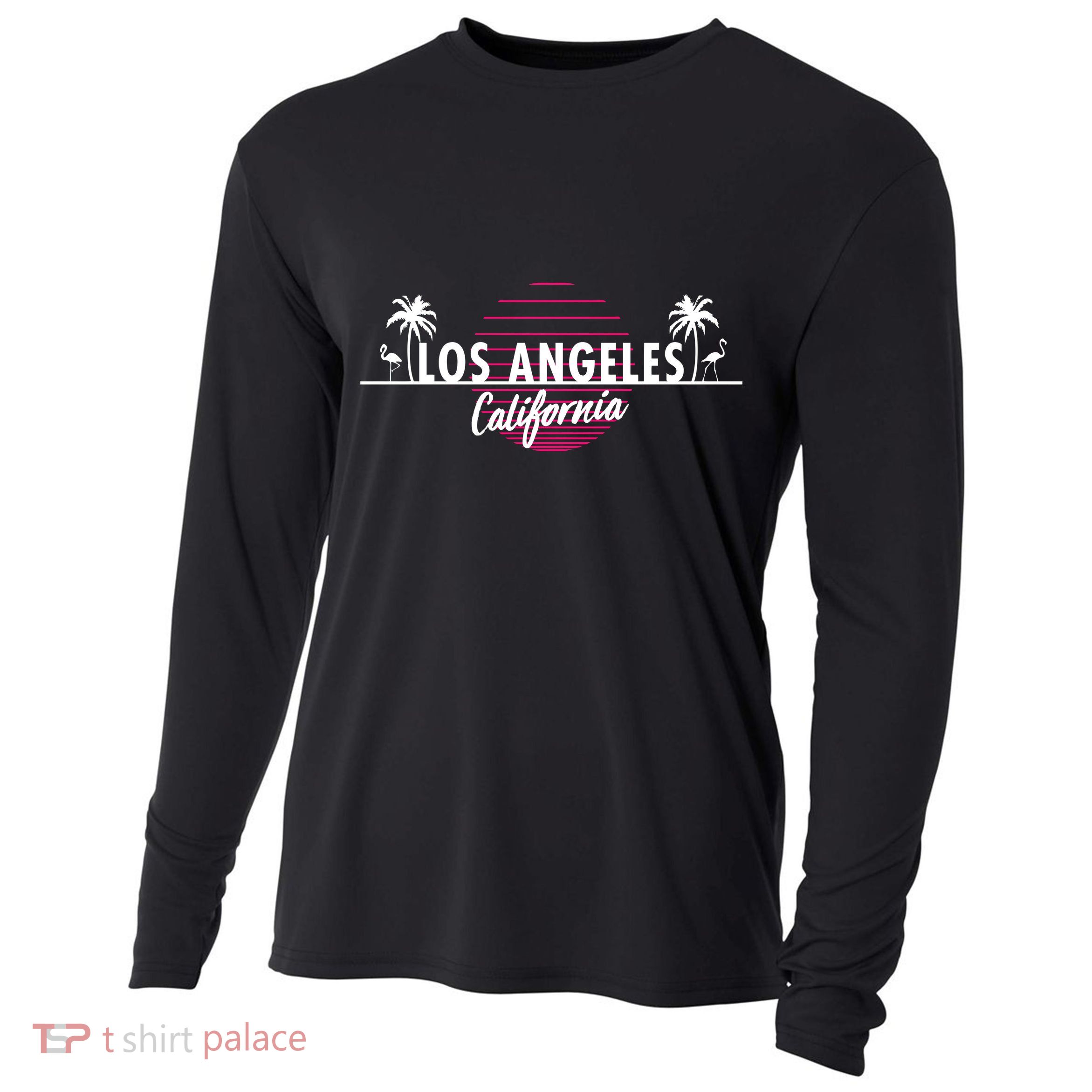 Los Angeles Retro Palm Trees Cooling Performance Long Sleeve Crew