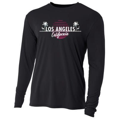 Los Angeles Retro Palm Trees Cooling Performance Long Sleeve Crew