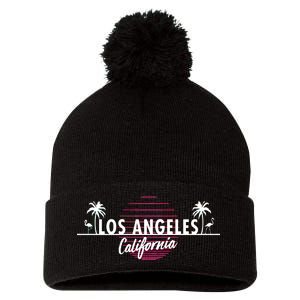 Los Angeles Retro Palm Trees Pom Pom 12in Knit Beanie