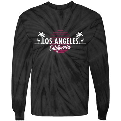 Los Angeles Retro Palm Trees Tie-Dye Long Sleeve Shirt