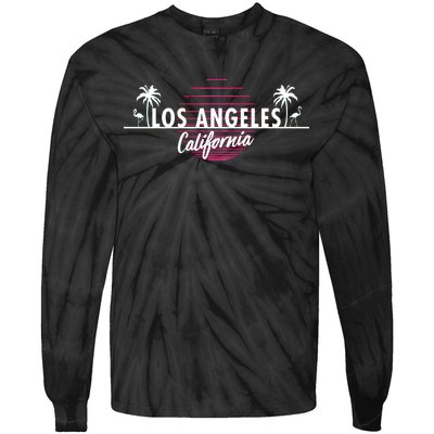 Los Angeles Retro Palm Trees Tie-Dye Long Sleeve Shirt