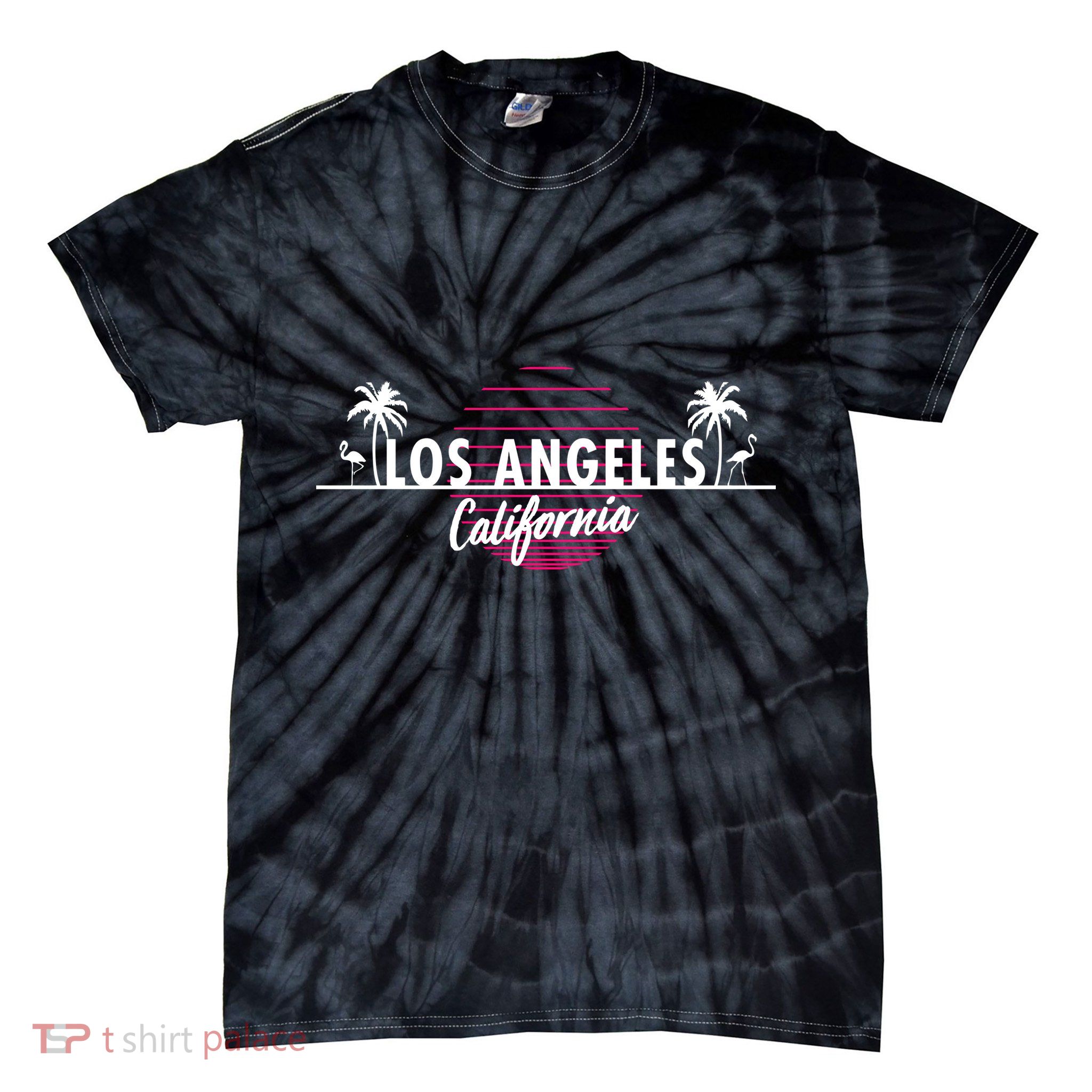 Los Angeles Retro Palm Trees Tie-Dye T-Shirt