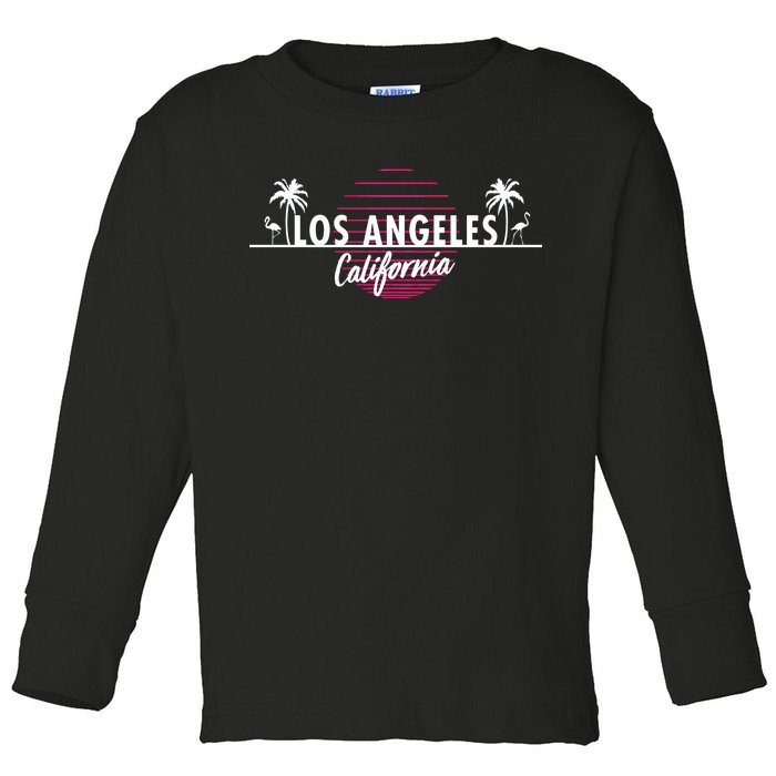 Los Angeles Retro Palm Trees Toddler Long Sleeve Shirt