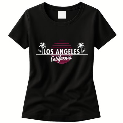 Los Angeles Retro Palm Trees Womens T-Shirt