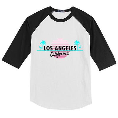 Los Angeles Retro Palm Trees Kids Colorblock Raglan Jersey