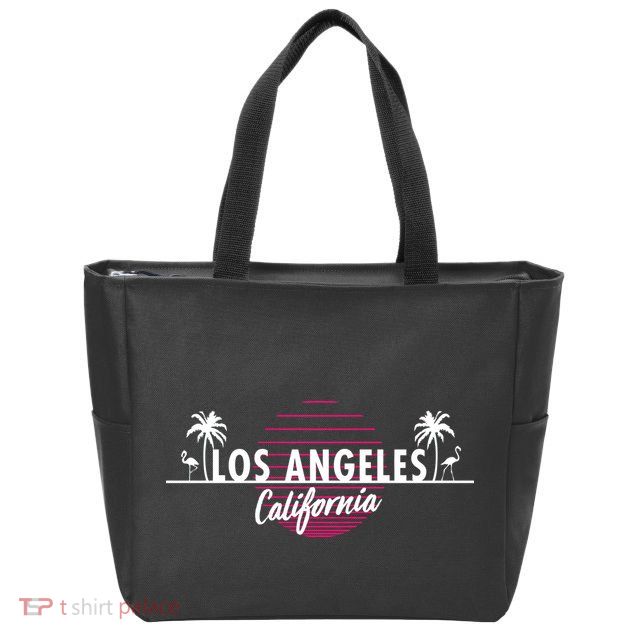 Los Angeles Retro Palm Trees Zip Tote Bag