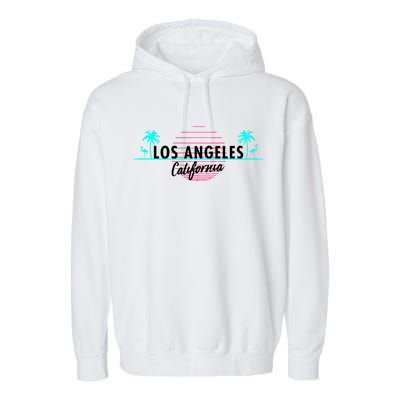 Los Angeles Retro Palm Trees Garment-Dyed Fleece Hoodie