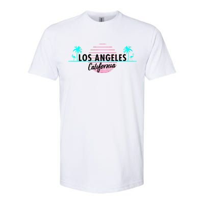 Los Angeles Retro Palm Trees Softstyle CVC T-Shirt