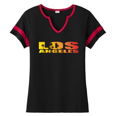 Los Angeles Retro Sunset Ladies Halftime Notch Neck Tee