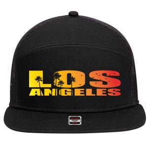 Los Angeles Retro Sunset 7 Panel Mesh Trucker Snapback Hat