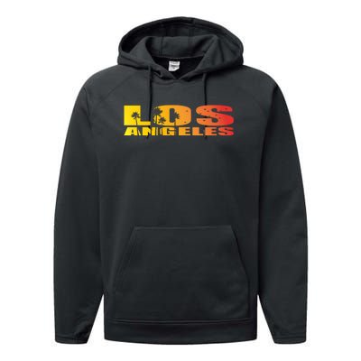 Los Angeles Retro Sunset Performance Fleece Hoodie