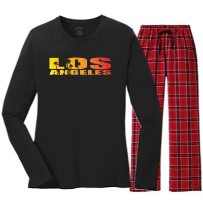 Los Angeles Retro Sunset Women's Long Sleeve Flannel Pajama Set 