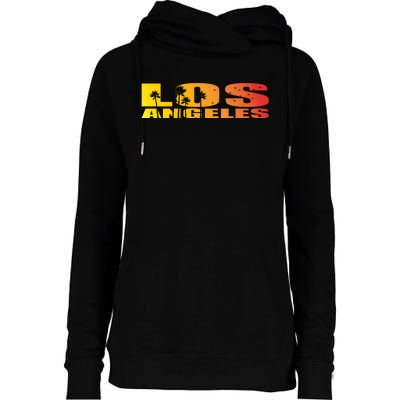 Los Angeles Retro Sunset Womens Funnel Neck Pullover Hood