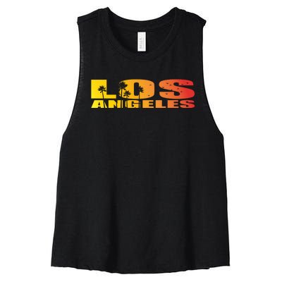 Los Angeles Retro Sunset Women's Racerback Cropped Tank