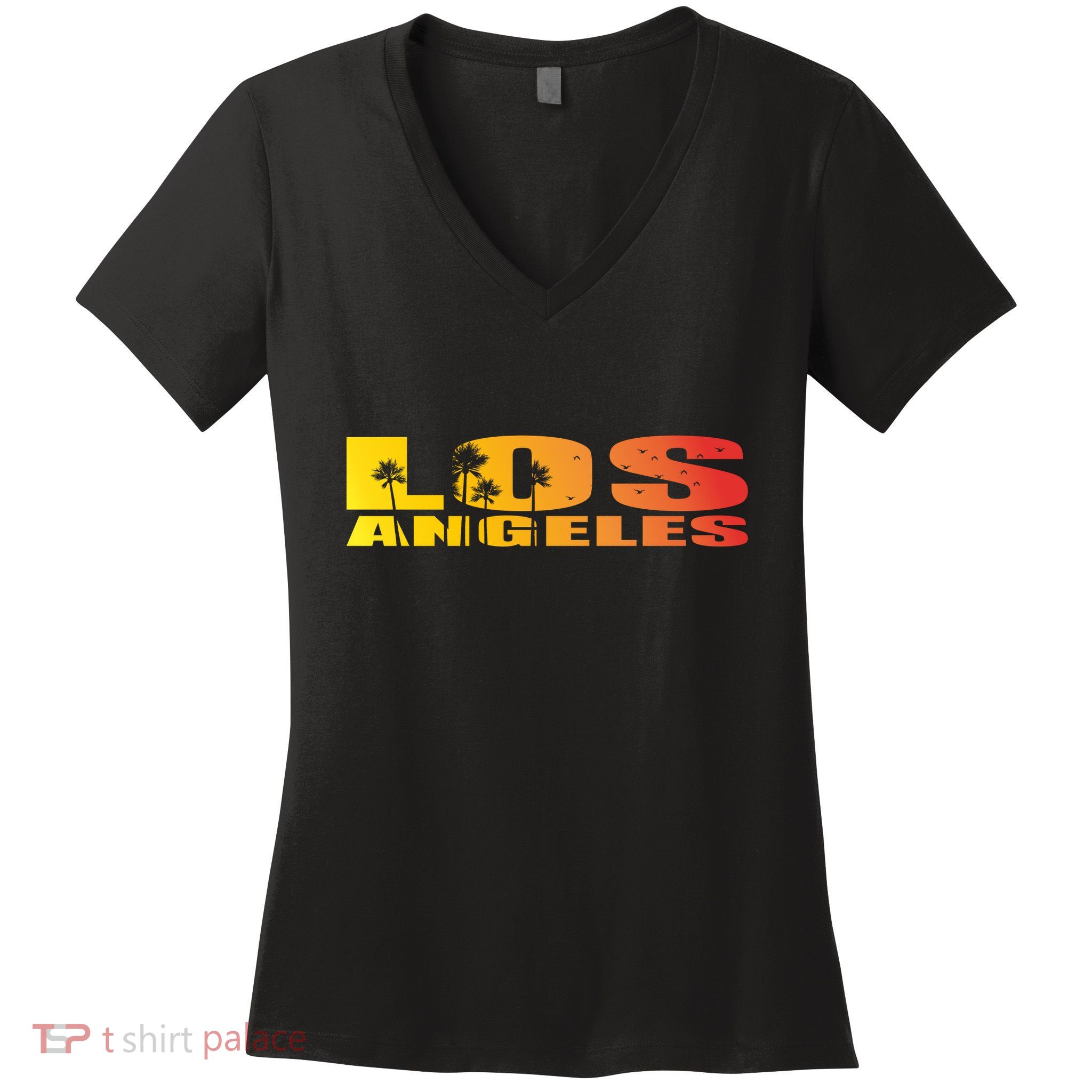 Los Angeles Retro Sunset Women's V-Neck T-Shirt
