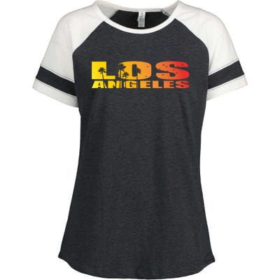 Los Angeles Retro Sunset Enza Ladies Jersey Colorblock Tee