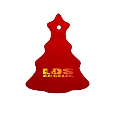 Los Angeles Retro Sunset Ceramic Tree Ornament