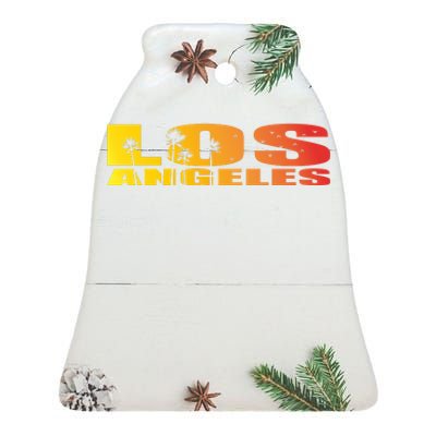 Los Angeles Retro Sunset Ceramic Bell Ornament