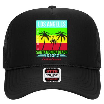 Los Angeles Santa Monica Beach High Crown Mesh Back Trucker Hat