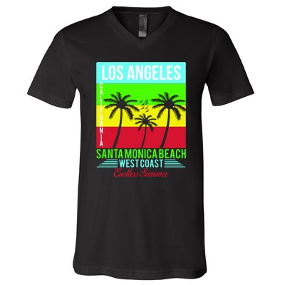 Los Angeles Santa Monica Beach V-Neck T-Shirt