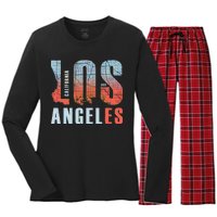 Los Angeles Vintage Emblem Women's Long Sleeve Flannel Pajama Set 