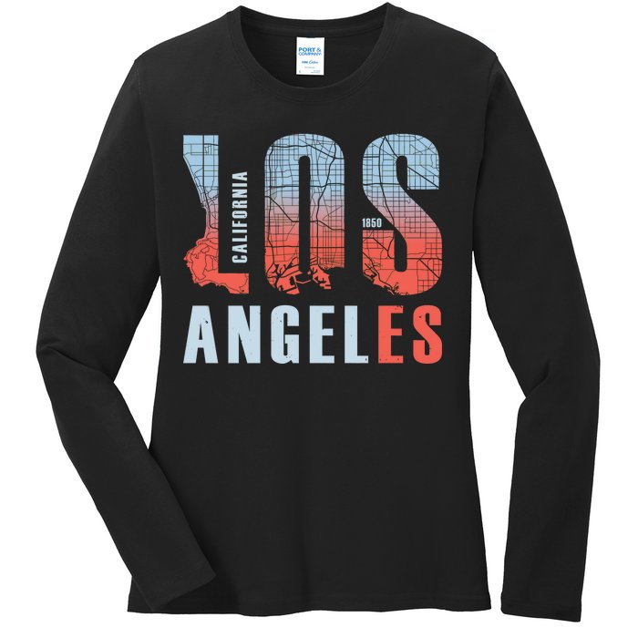 Los Angeles Vintage Emblem Ladies Long Sleeve Shirt