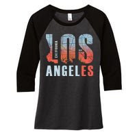 Los Angeles Vintage Emblem Women's Tri-Blend 3/4-Sleeve Raglan Shirt