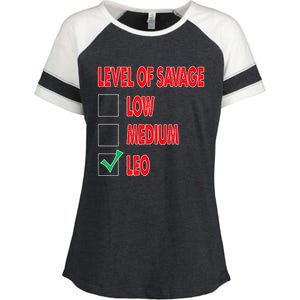 Level Of Savage Leo Astrology Cool Gift Enza Ladies Jersey Colorblock Tee