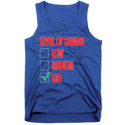 Level Of Savage Leo Astrology Cool Gift Tank Top