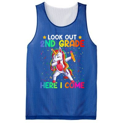 Look Out Second Grade Here I Come Unicorn Dabbing 2Nd Grader Cool Gift Mesh Reversible Basketball Jersey Tank