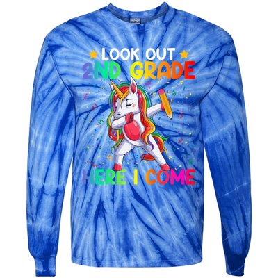 Look Out Second Grade Here I Come Unicorn Dabbing 2Nd Grader Cool Gift Tie-Dye Long Sleeve Shirt