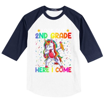 Look Out Second Grade Here I Come Unicorn Dabbing 2Nd Grader Cool Gift Baseball Sleeve Shirt