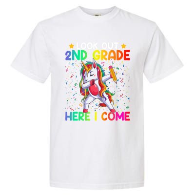 Look Out Second Grade Here I Come Unicorn Dabbing 2Nd Grader Cool Gift Garment-Dyed Heavyweight T-Shirt