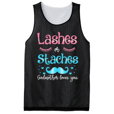 Lashes Or Staches Godmother Loves You Gender Reveal Mesh Reversible Basketball Jersey Tank