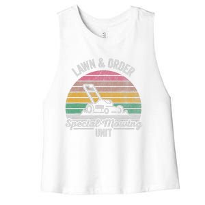 Lawn & Order Special Mowing Unit Women's Racerback Cropped Tank