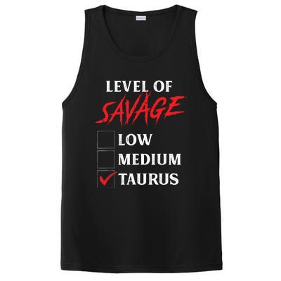 Level Of Savage Taurus Funny Zodiac Queen King Girl PosiCharge Competitor Tank