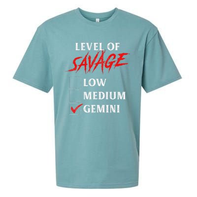 Level Of Savage Gemini Funny Zodiac Queen King Girl Sueded Cloud Jersey T-Shirt