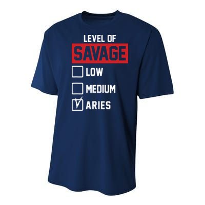 Level Of Savage Low Medium Aries Youth Performance Sprint T-Shirt