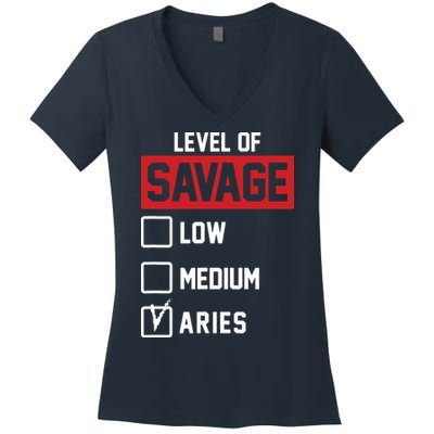 Level Of Savage Low Medium Aries Women's V-Neck T-Shirt