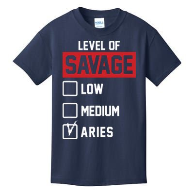 Level Of Savage Low Medium Aries Kids T-Shirt